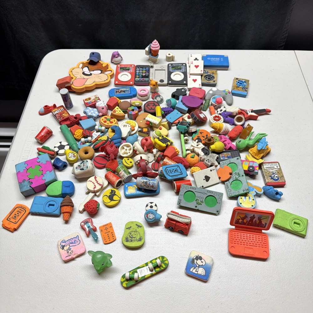 Huge Lotchildrens Erasers  Vintage And Various Fun Erasers Collectible