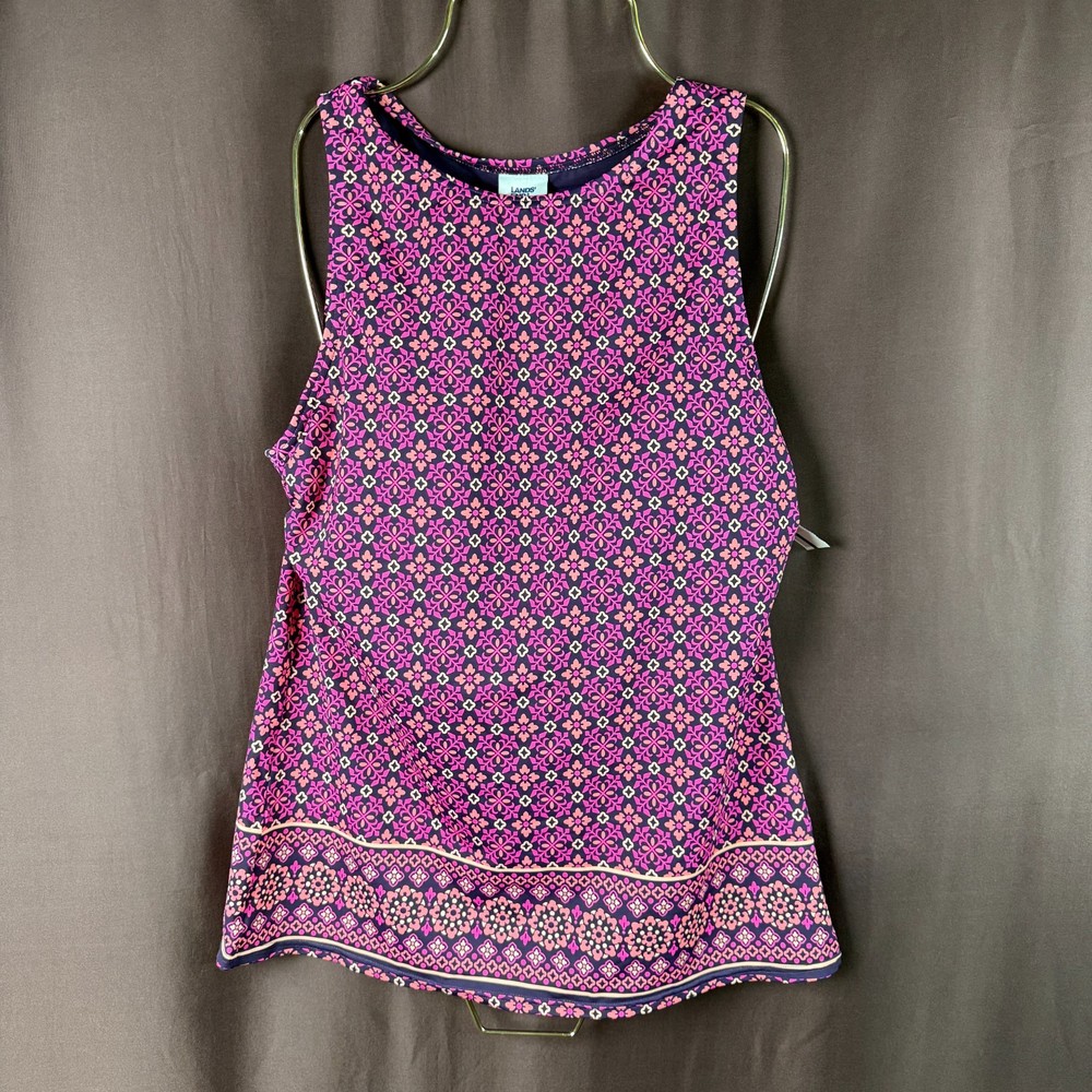 Lands' End Women's 4, 2-4 LONG High Neck Modest Tankini Swimsuit Top Blackberry