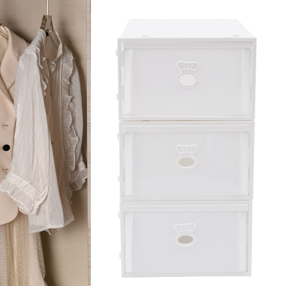 Plastic Storage Bin Cabinet Organizer Container Unit Boxes Stackable  3 Drawer