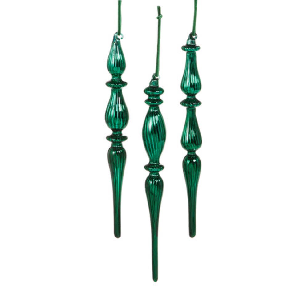 Emerald Green Glass Finial Ornament 10.75