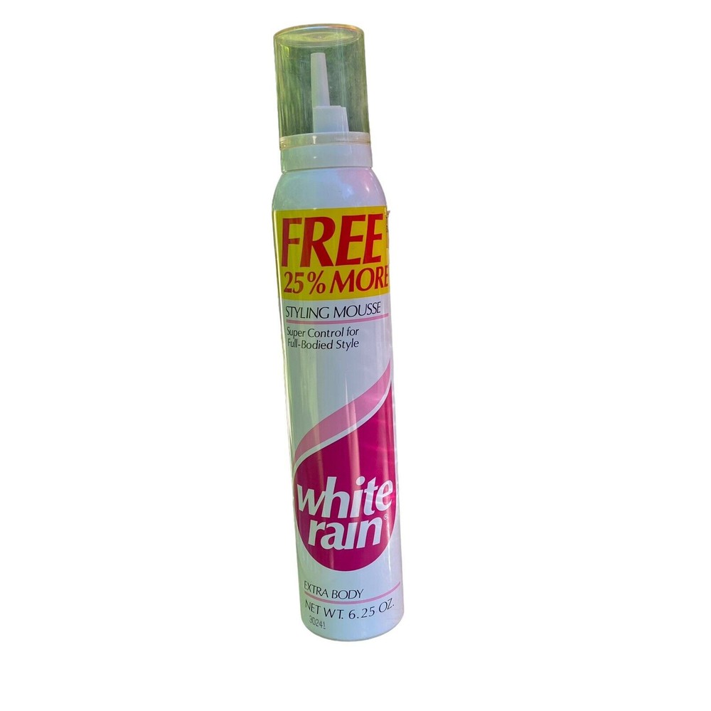 FULL VTG 1990 White Rain Extra Body Style Mousse 6.25 Oz