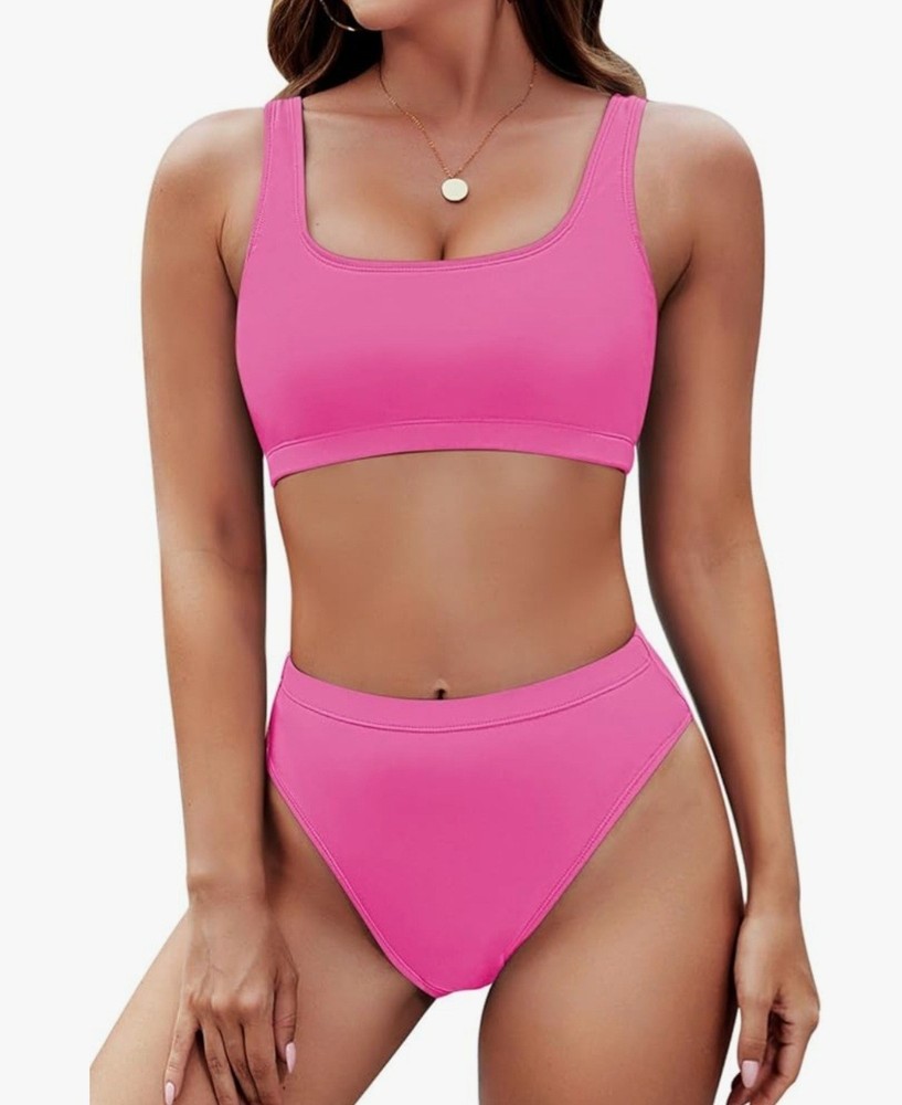 Tempt Me Women Two Piece Scoop Neck Bikini Crop Top Swimsuit Size M. Brand New