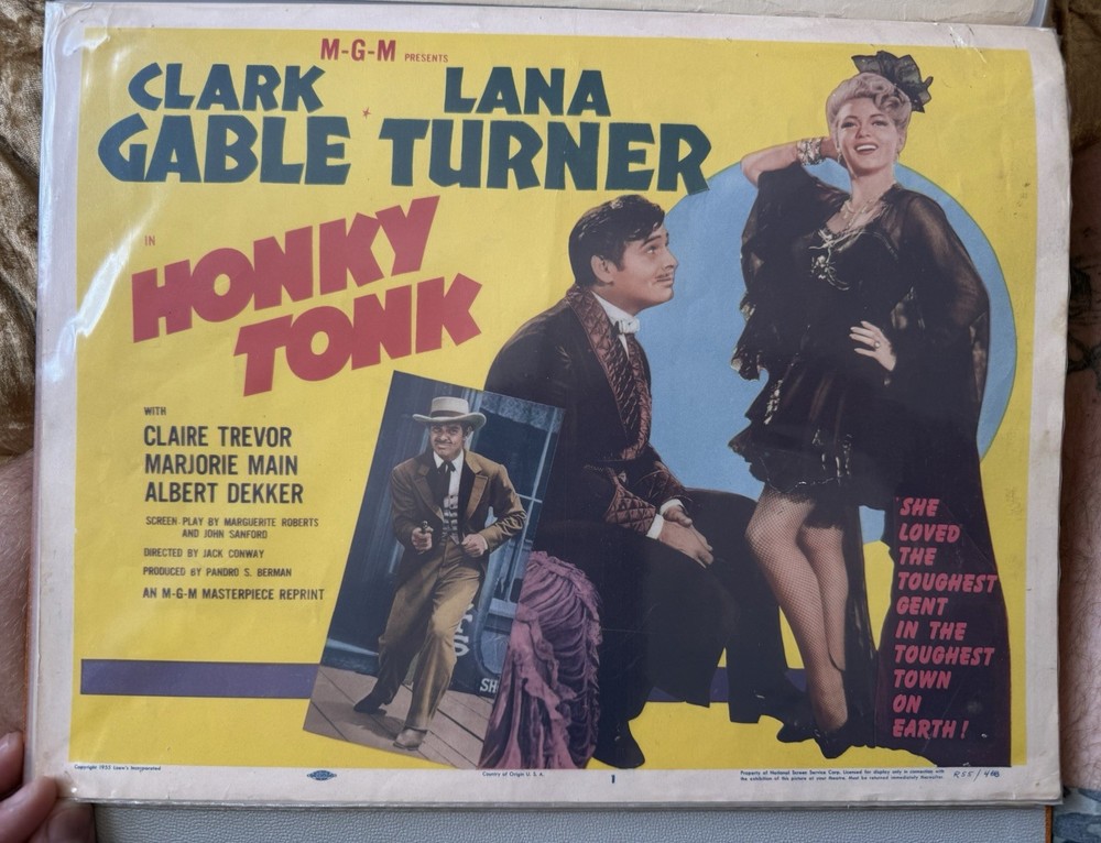 🎬 Lobby Card Toughest Town on Earth Clark Gable Lana Turner Claire Trevor