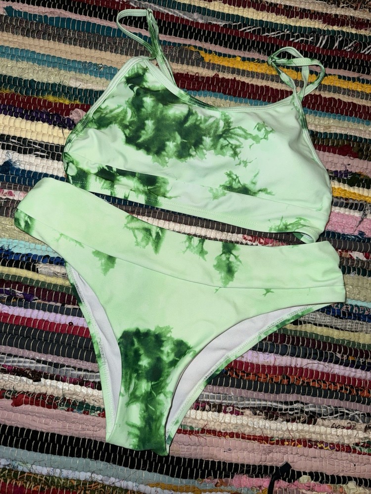 Women’s Green Tye Dye SHEIN Bikini Size Small
