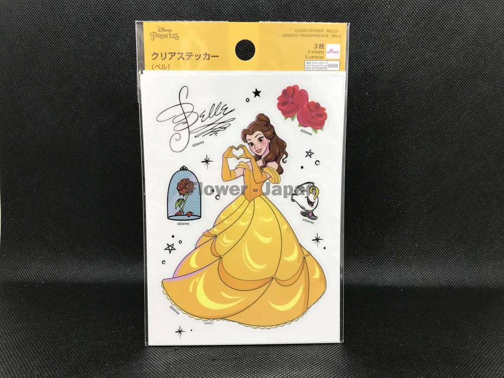Disney Princess Character Belle Pattern Clear Sticker 3 Sheets Anime
