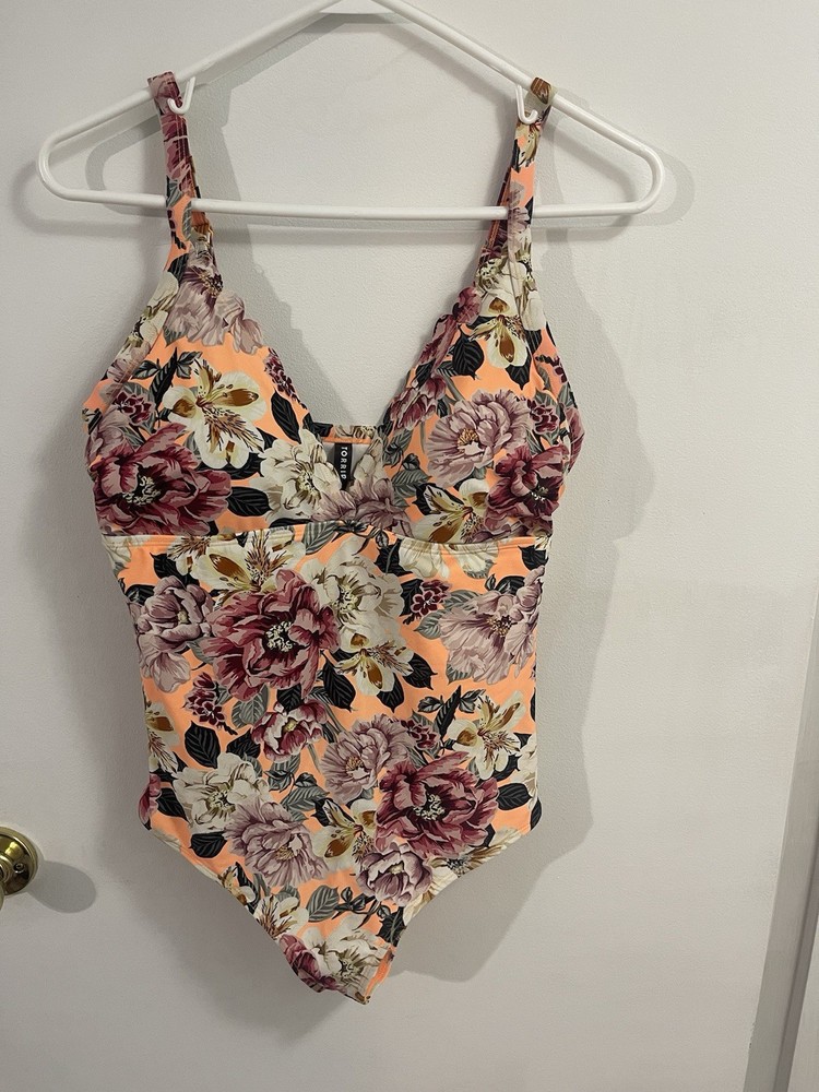 Torrid Women's Orange Floral One Piece Swimsuit Size 0