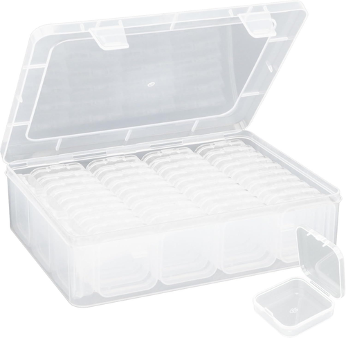 44-Piece Clear Plastic Bead Storage Box with Large Compartments for Organizing Craft Supplies  