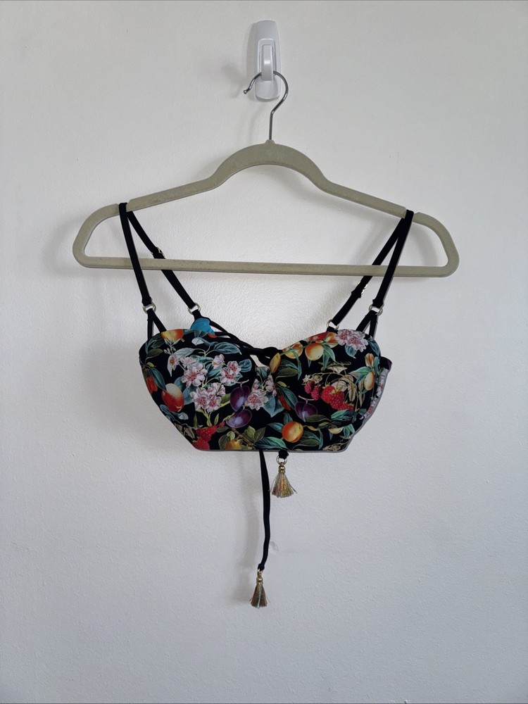 Women’s 2 Piece Swim Set Size S Nanette Lepore Fruit  Coquette Multicolor Black