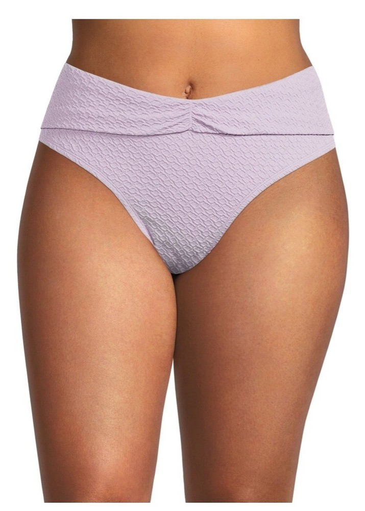 New Time & Tru Womens Textured Ruched Low Rise Swim Bottoms Size 1X(16-18W)