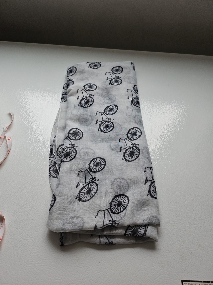 White and Black Bicycle Print Infinity Scarf