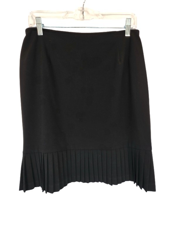 Skirtology Business Casual Pleated Knee Length Solid Black Zip Skirt Size 10