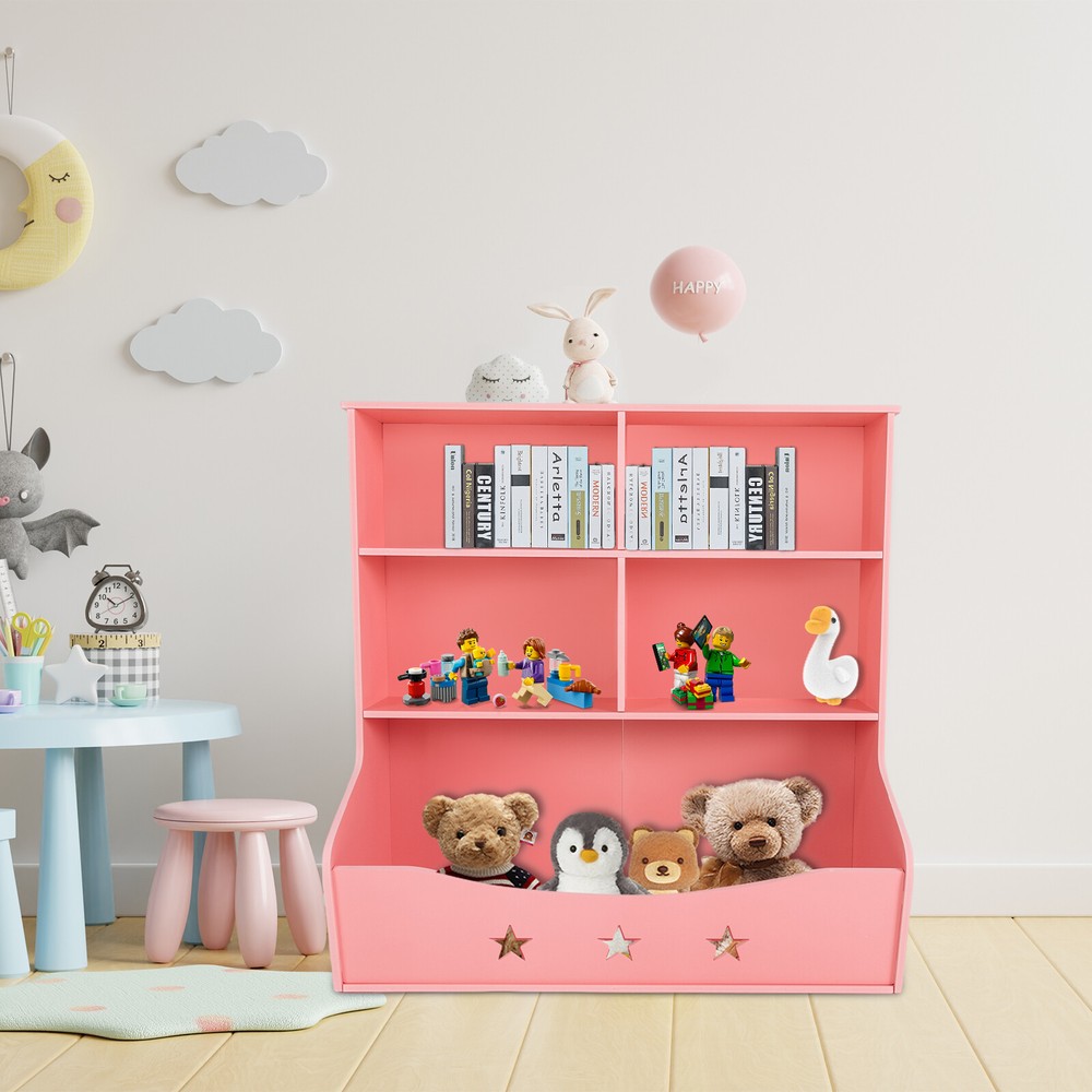 3 Tiers Low Bookcase Display Shelving Storage Shelves PVC Magazines Toys Stand
