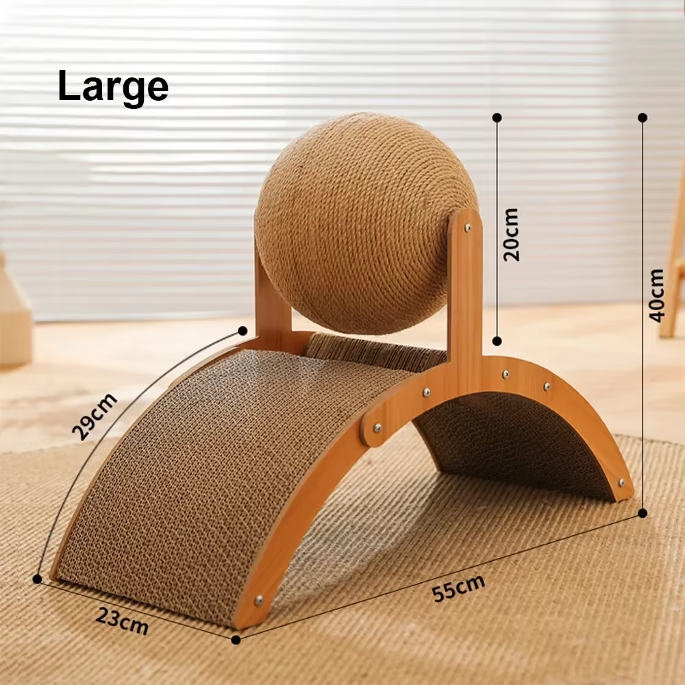 2 in 1 Cat Scratching Ball Wooden Wear-Resistant Grinding Paw Toy Solid Wood