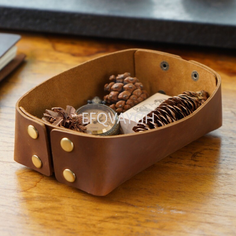 Leather square tray personalized storage box for entry-level living room use