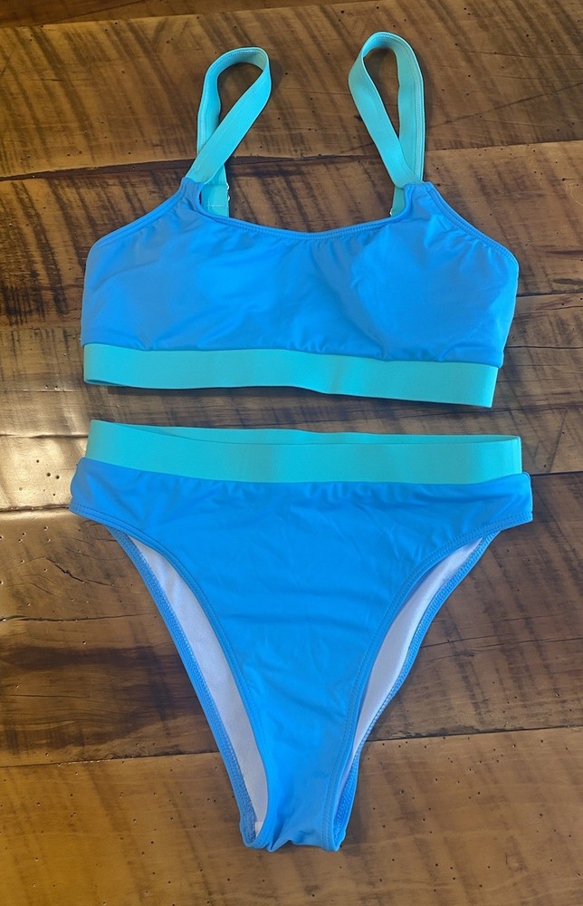Blue And Green Womens Two Piece Bathing Suit Size Small Bikini Swim