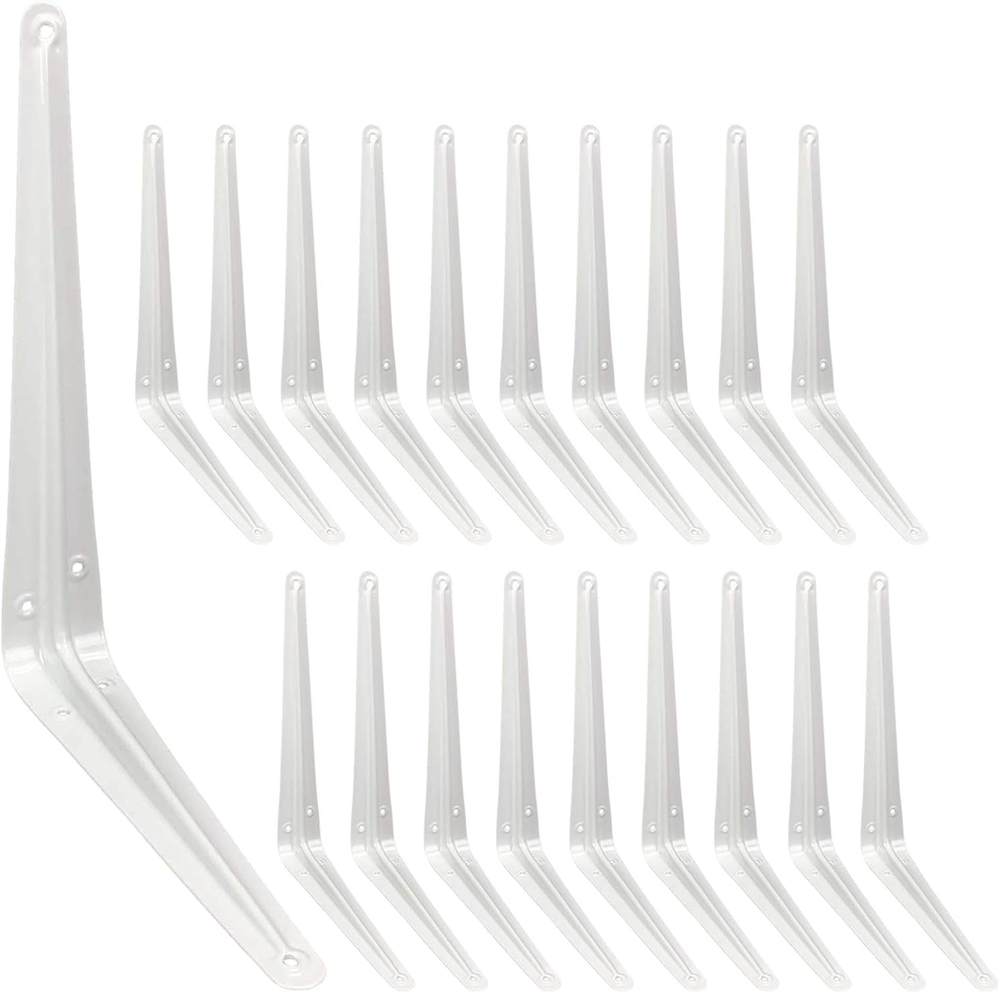 12-Pack White 12-Inch Heavy Duty L-Shaped Floating Shelf Brackets