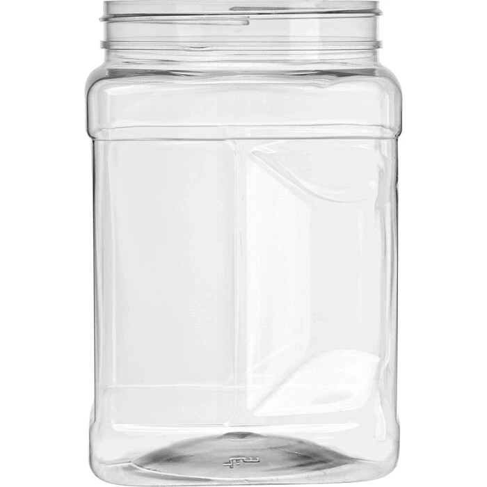 64 oz Food Grade PET Plastic Square Grip Storage Container with Lid