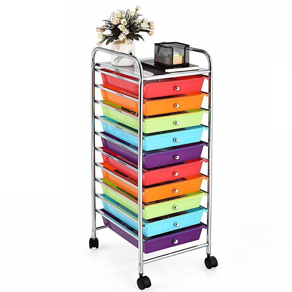 Byroce 10-Tier Rolling Storage Cart for Tools and Scrapbook Paper Organization