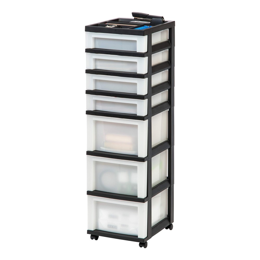 USA Rolling 7-Drawer Plastic Storage Cart with Wheels for Home Office