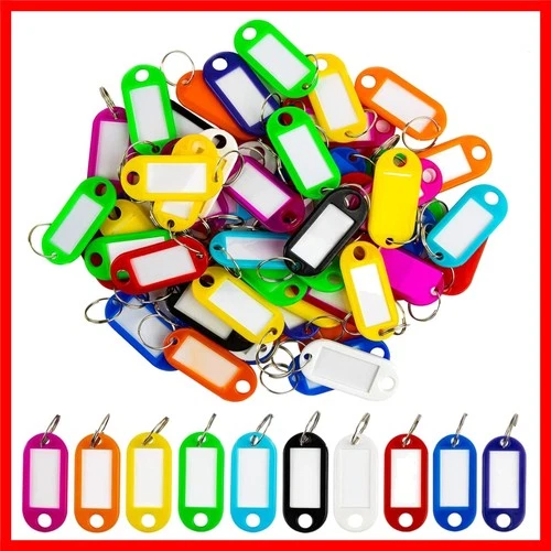 Plastic Key Tags, Flexible Key Labels with Split Ring Label Window, Key 50PCS