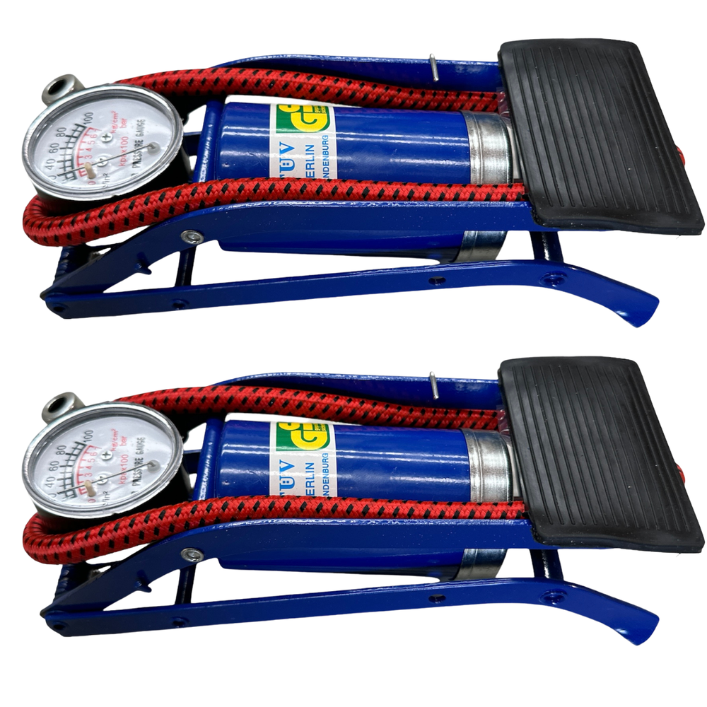 NNEDSZ 2x HIGH PRESSURE FOOT PUMP Ball Bicycle Motorbike Car Tire Inflator Tyre