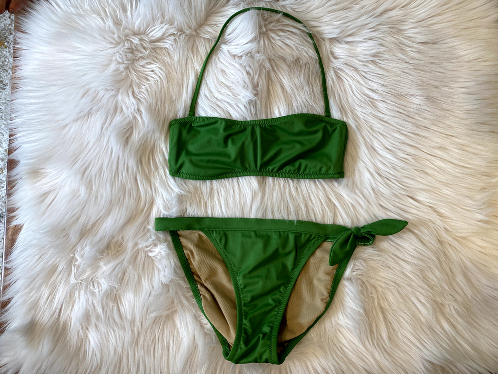 J. Crew Bandeau Bikini Swimsuit Green ~~ Women's Size Small