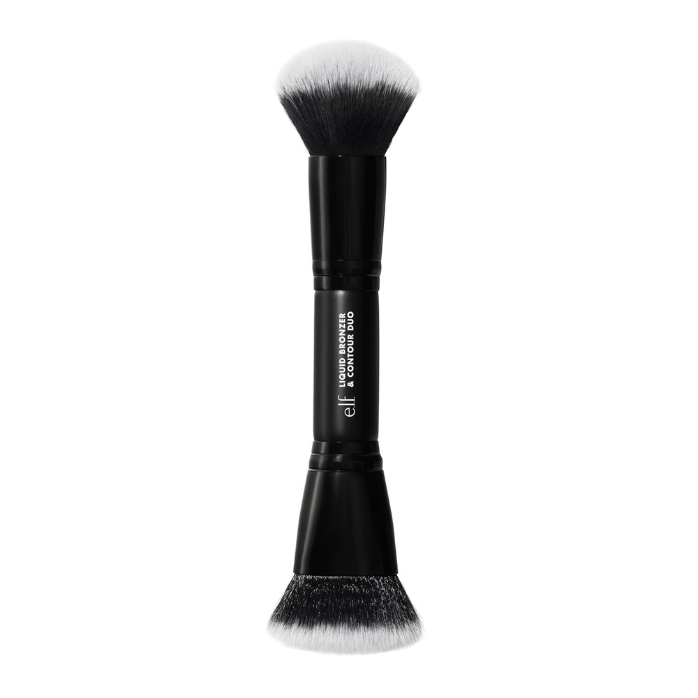 e.l.f. Liquid Bronzer & Contour Duo Brush, Silky Highly Pigmented Black