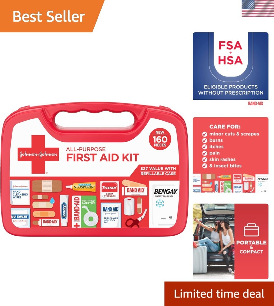 160-Piece All-Purpose First Aid Kit for Home Travel & Emergency Preparedness