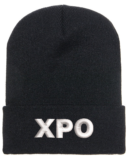 XPO Logistics Embroidered Beanie Winter Hat Cuffed or Cuffless in Red or Black-image