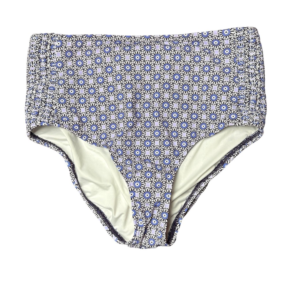 Lands' End Women's S LONG Smocked High Waisted Bikini Swim Bottoms Blackberry