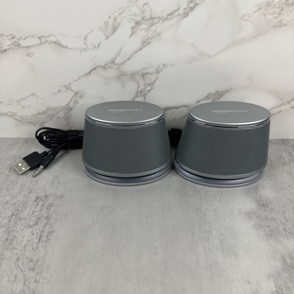 AmazonBasics USB Powered Computer Speakers with Dynamic Sound & Blue Light MINT-image