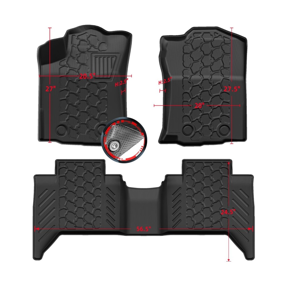 2018-2023 Toyota Tacoma Double Cab (Automatic Only) Floor Mats, 3D Custom Fit...