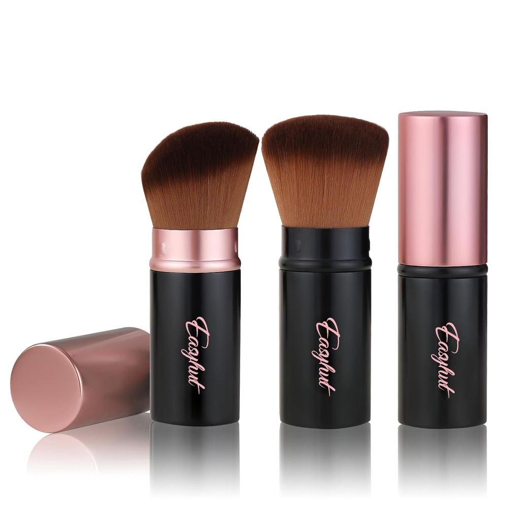 Retractable Kabuki Makeup Brushes 2 Pcs Blush Brushes Set Portable Powder Brushe