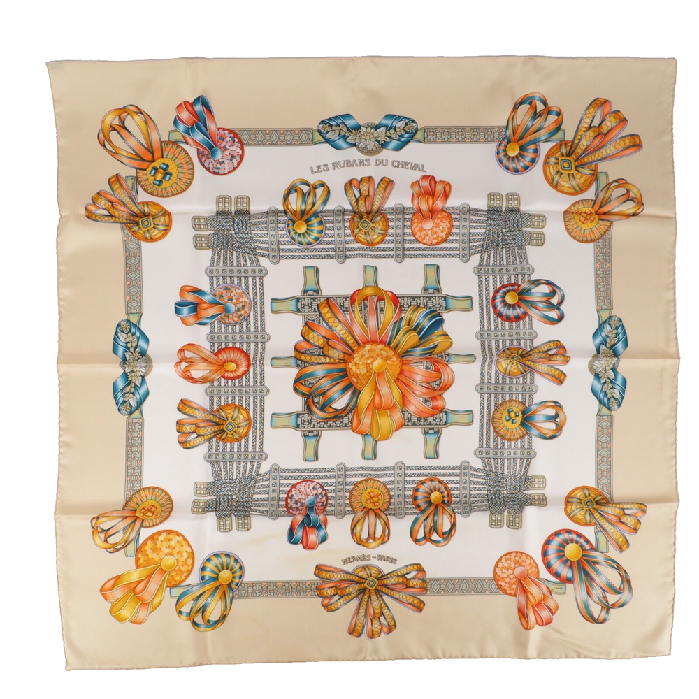 HERMÈS Les Rubans de Cheval luxury silk scarf 90 cm stole OP €495