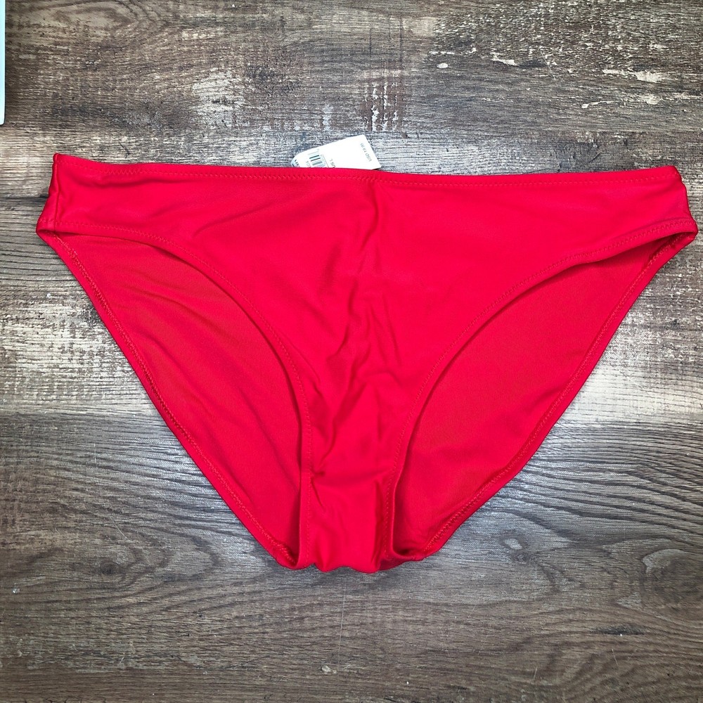 Aerie Bikini Bottom Size Large Red Swim Classic Fit Full Coverage NWT