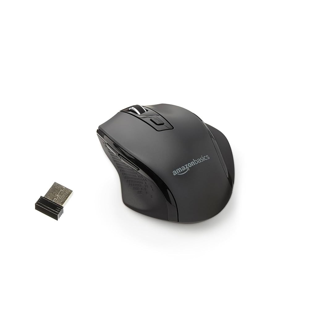 Wireless Ergonomic PC Mouse with Adjustable DPI - AmazonBasics Black-image