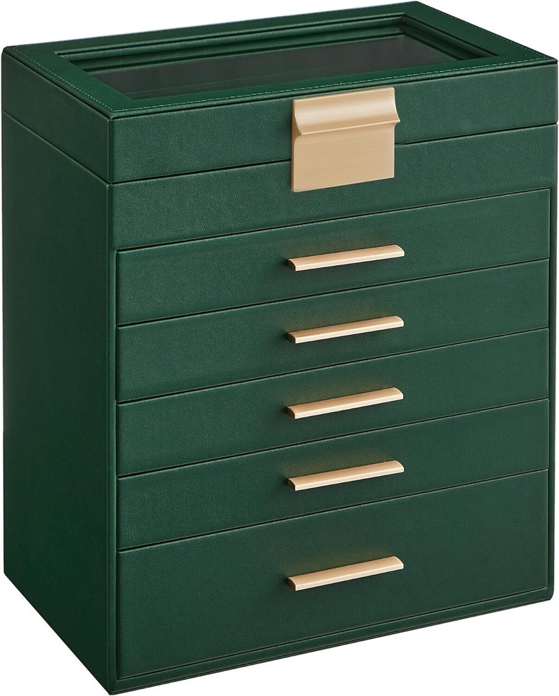 5 Drawers  for Sungl... Jewelry Box with Glass Lid  6-Layer Jewelry Organizer