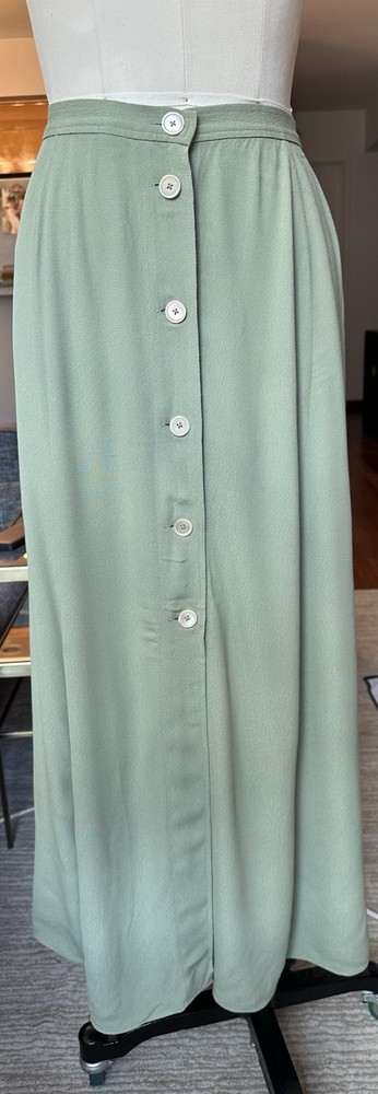Aritzia Wilfred Women’s Green Solid Button-Front Maxi Long Skirt Size 0