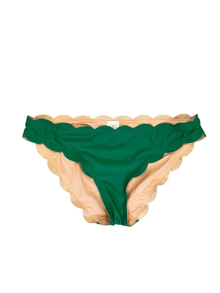 NWT J Crew High-Rise Full Coverage Swimsuit Bottom Scallop Trim Green Size Large