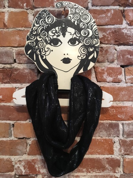INC Black Liquid Shine O/S Infinity Scarf New Shimmer International Concepts