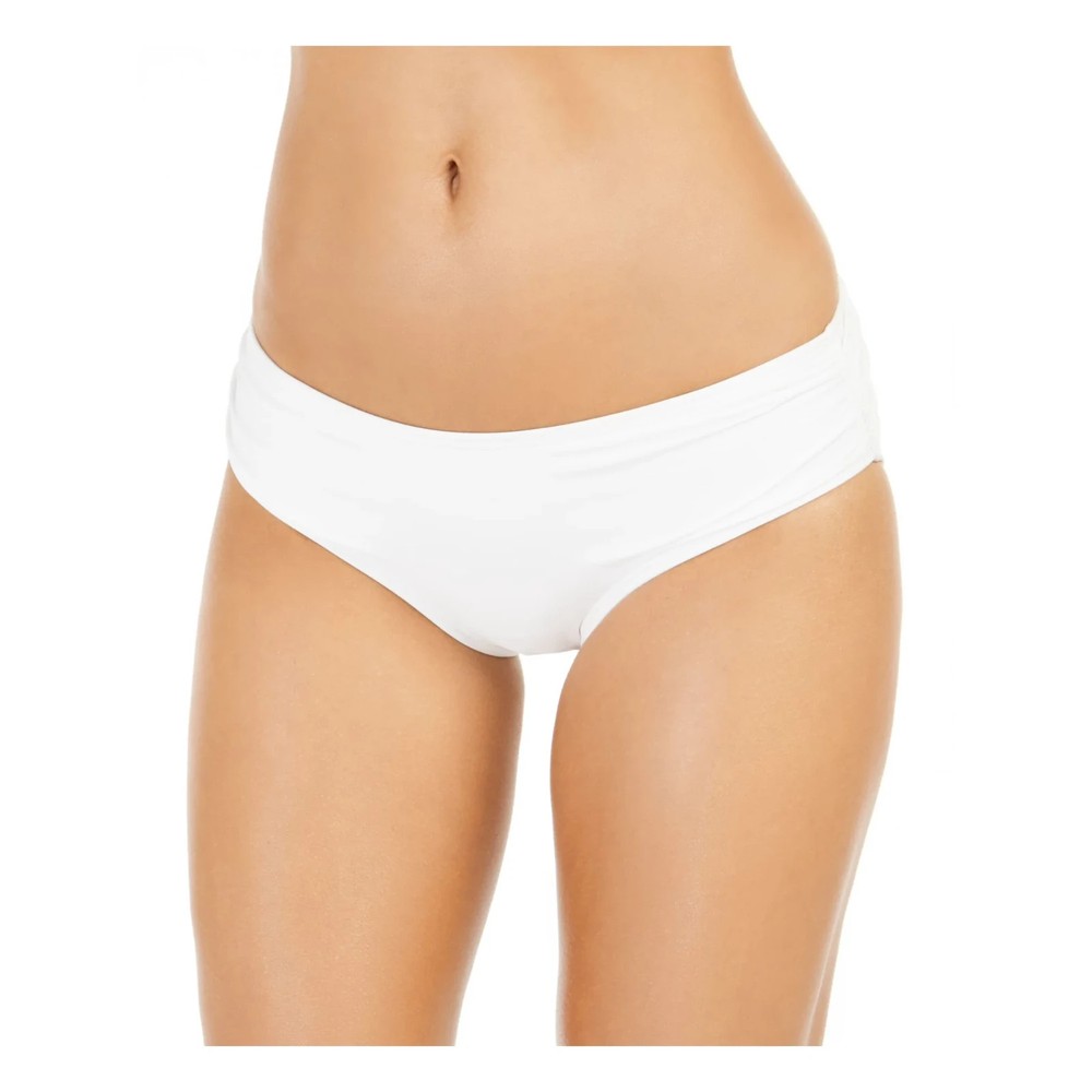 Michael Kors Womens Hipster Shirred Swim Bottom, White, Size M 0507