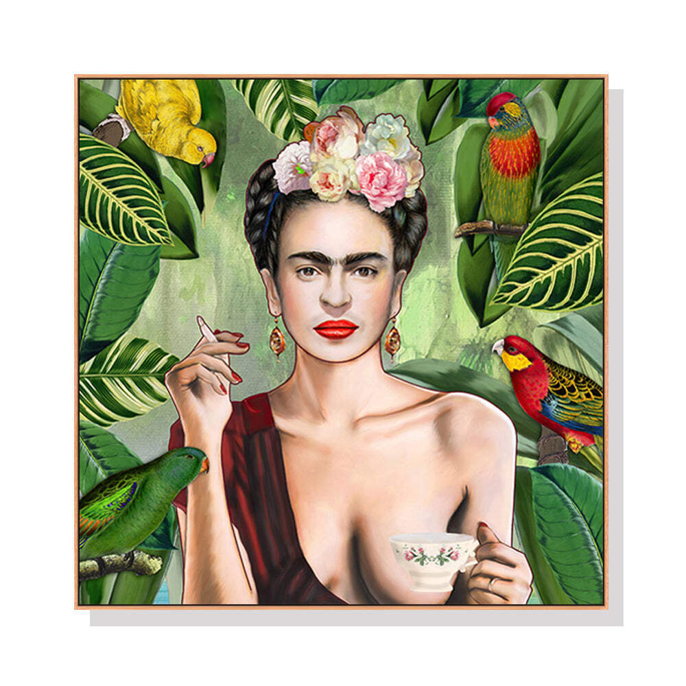 NNEDSZ Wall Art 70cmx70cm Self Portrait by Frida Kahlo Wood Frame Canvas