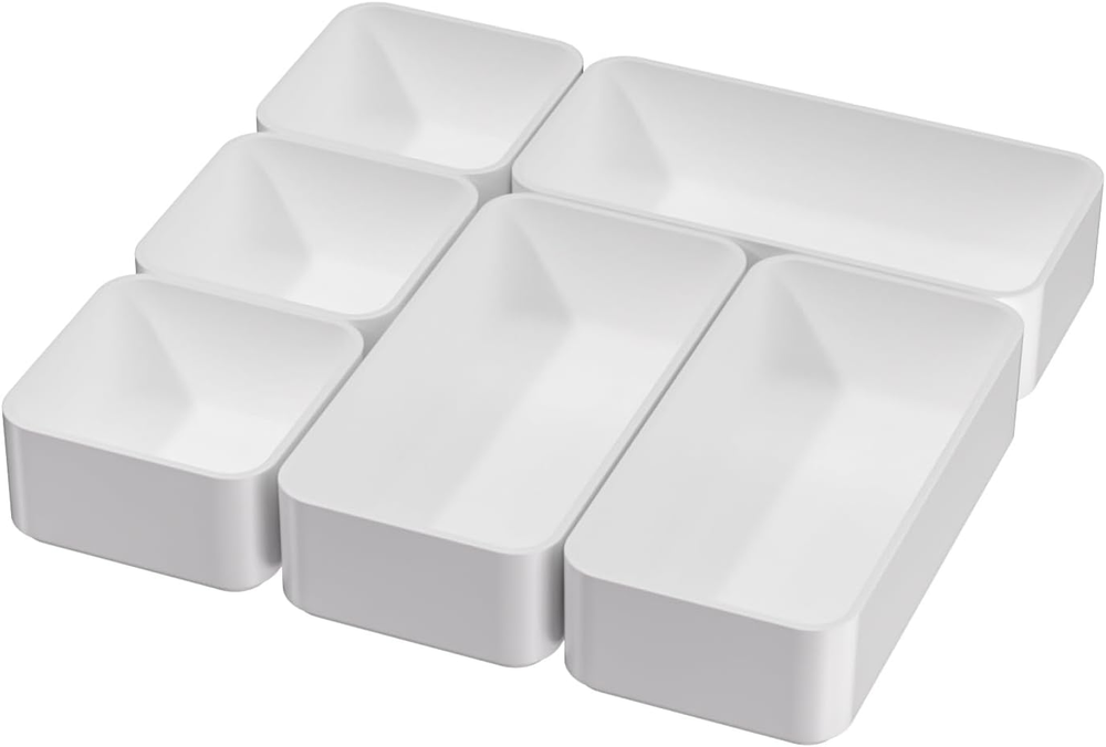 6 Pcs Stackable Drawer Organizer Set Desk Drawer Dividers, Bathroom Vanity Cosm