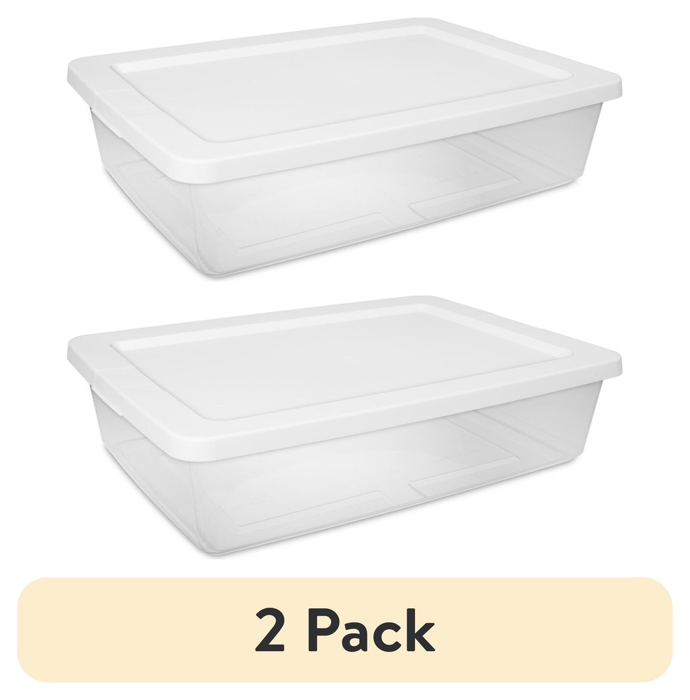 (2 pack) 28 Qt. Storage Box Plastic Adult, White