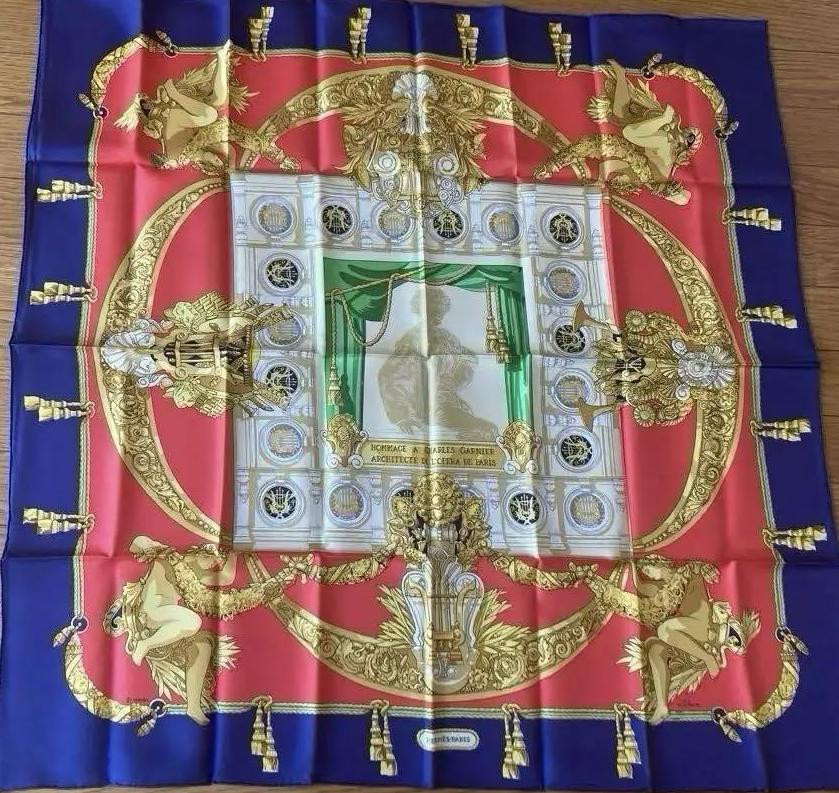HERMES Carre 90 HOMMAGE A CHARLES GARNIER Scarf Unused No Box Japan
