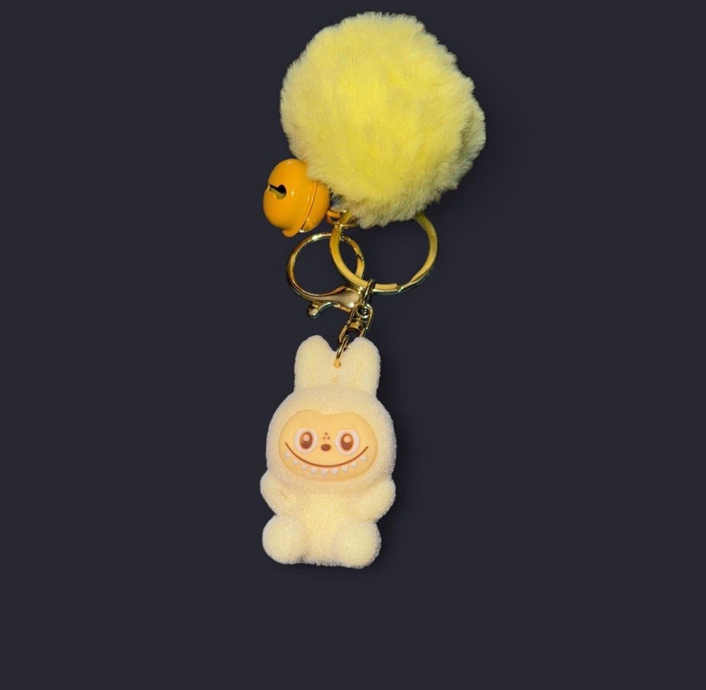 Yellow Labubu Bunny Keychain - Adorable Resin Figurine Charm