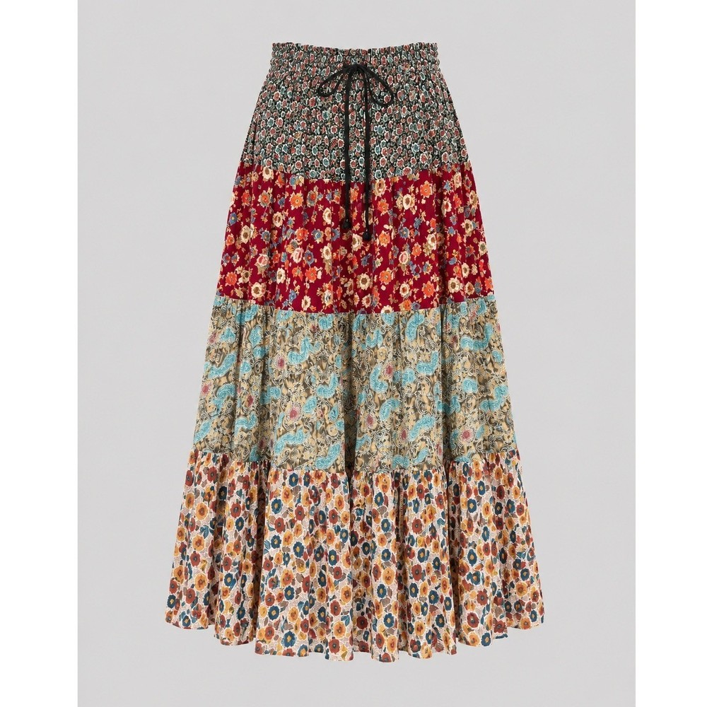 Vintage Y2K Sag Harbor Patchwork Boho Maxi Skirt Small Cottagecore NWT