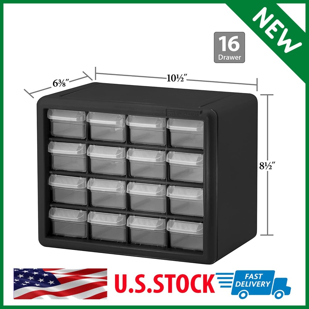 16-Drawer Plastic Storage Cabinet for Hardware, Crafts & Small Parts
