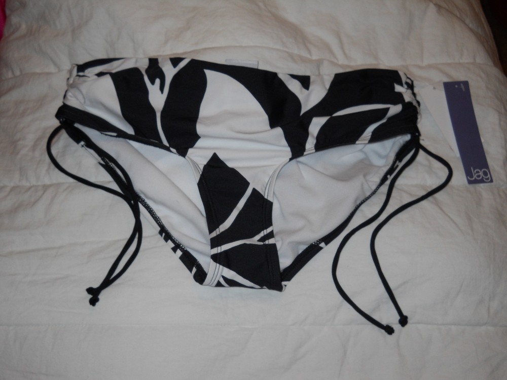Jag New Womens Black White Bikini Bottoms Small Bathing Suit