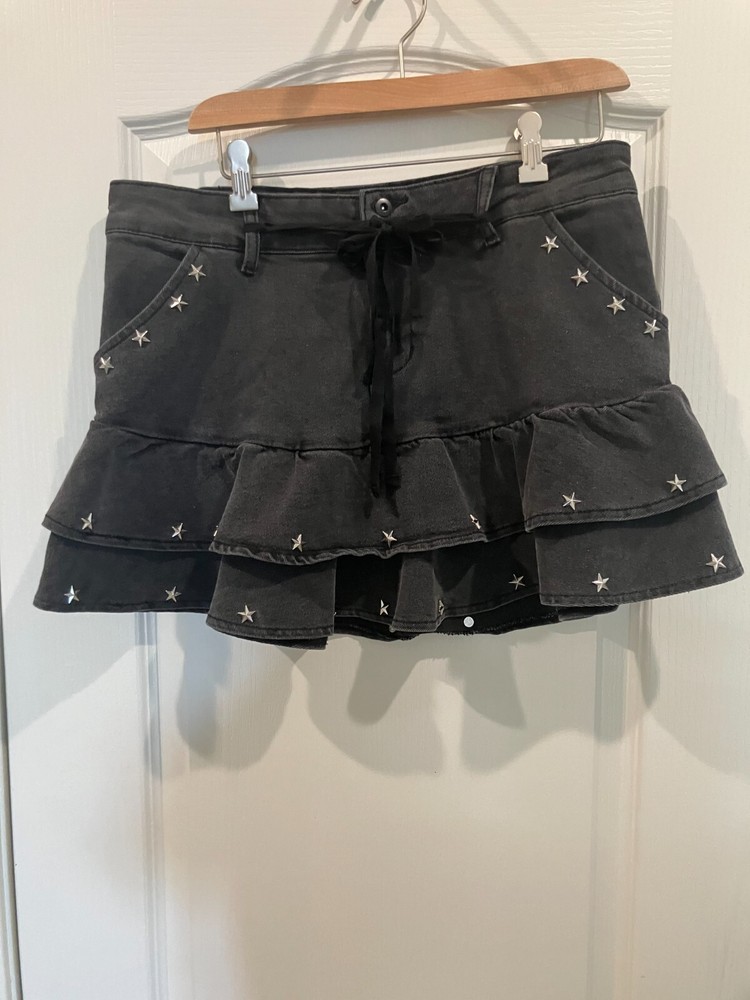 Hot Topic Social Collision Star Studded Ribbon Skirt XL 33 Waist-image